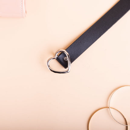 Correa Corazón Plateado - Negro - Tienda Nébula