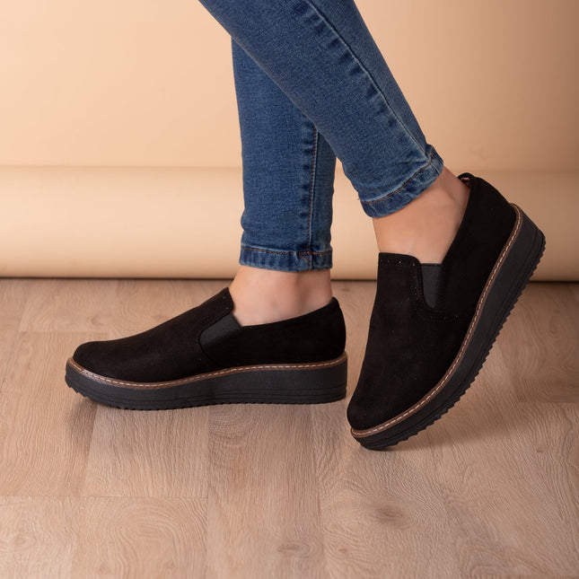 Mocasin Ferrara - Negro Gamuza - Tienda Nébula