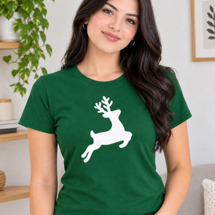 Polo Navideño Mujer - Reno Volador - Verde