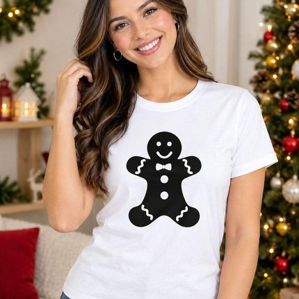 Polo Navideño Mujer - Galleta Jengibre - Blanco