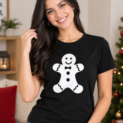 Polo Navideño Mujer - Galleta Jengibre - Negro