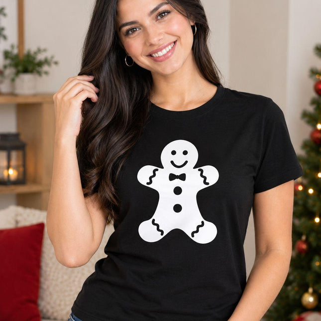 Polo Navideño Mujer - Galleta Jengibre - Negro
