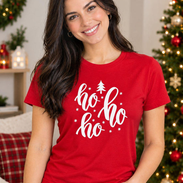 Polo Navideño Mujer - Ho Ho Ho Estrellado - Rojo