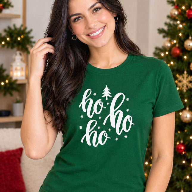 Polo Navideño Mujer - Ho Ho Ho Estrellado - Verde