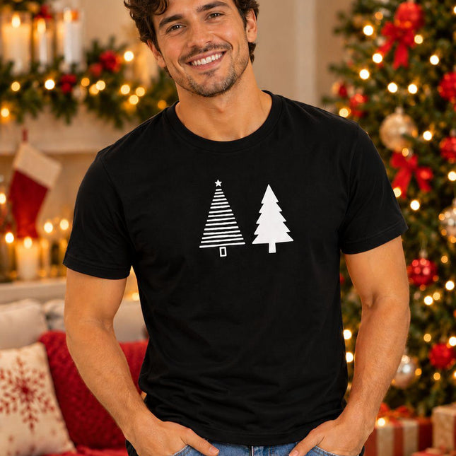 Polo Navideño Hombre - Dos Arbolitos Navideños - Negro