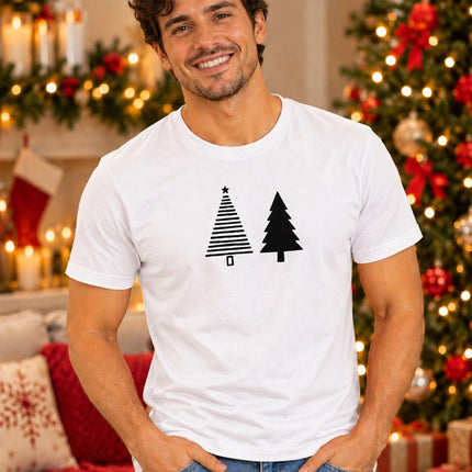 Polo Navideño Hombre - Dos Arbolitos Navideños - Blanco
