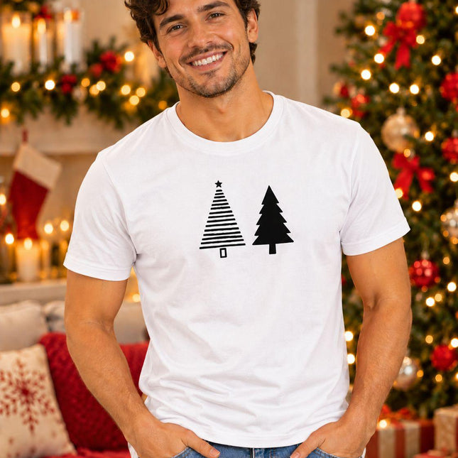 Polo Navideño Hombre - Dos Arbolitos Navideños - Blanco