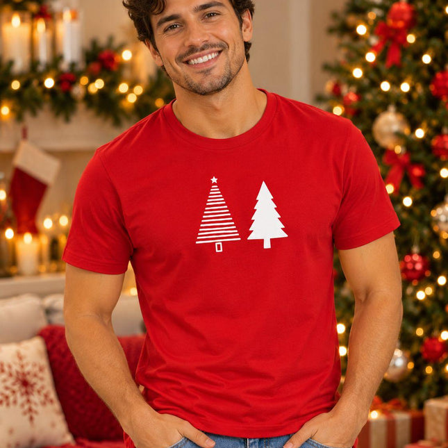 Polo Navideño Hombre - Dos Arbolitos Navideños - Rojo