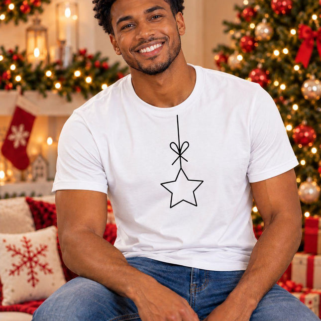 Polo Navideño Hombre - Estrella De Un Hilo - Blanco