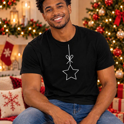 Polo Navideño Hombre - Estrella De Un Hilo - Negro