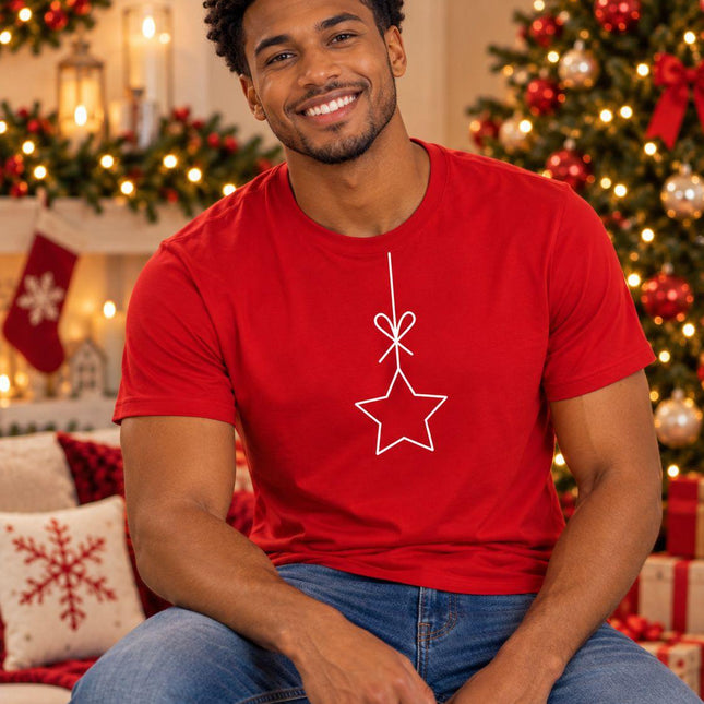 Polo Navideño Hombre - Estrella De Un Hilo - Rojo