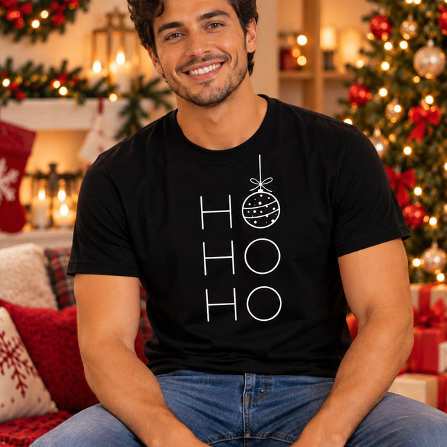 Polo Navideño Hombre - Ho Ho Bola Navideña - Negro