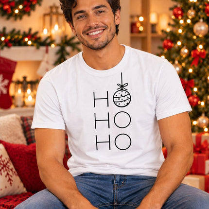 Polo Navideño Hombre - Ho Ho Bola Navideña - Blanco