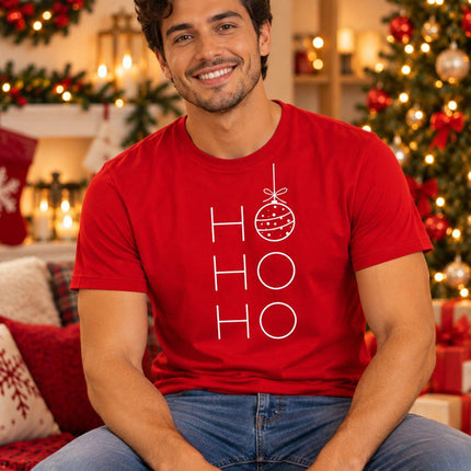Polo Navideño Hombre - Ho Ho Bola Navideña - Rojo