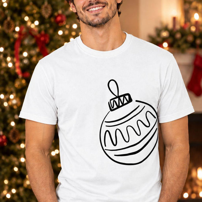 Polo Navideño Hombre - Bola Navideña Gigante - Blanco