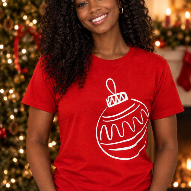 Polo Navideño Mujer - Bola Navideña Gigante - Rojo