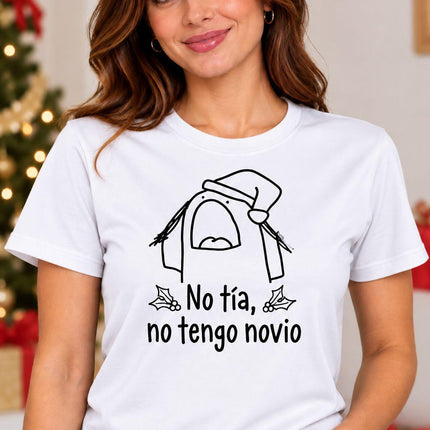 Polo Navideño Mujer - No Tengo Novio - Blanco
