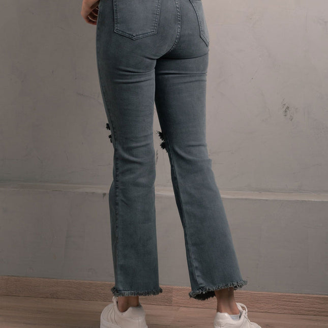 Pantalón Acampanado 4.0 - Gris Rasgado - Tienda Nébula