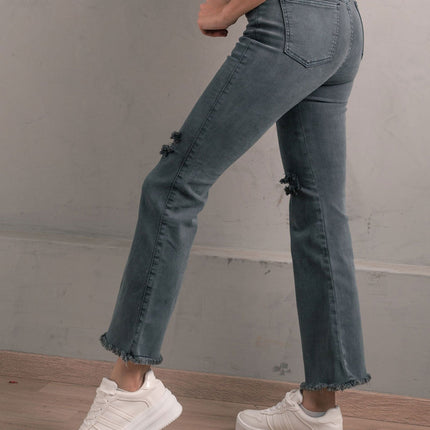 Pantalón Acampanado 4.0 - Gris Rasgado - Tienda Nébula