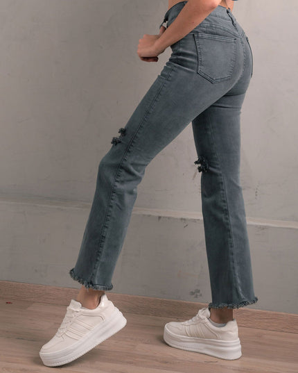 Pantalón Acampanado 4.0 - Gris Rasgado - Tienda Nébula