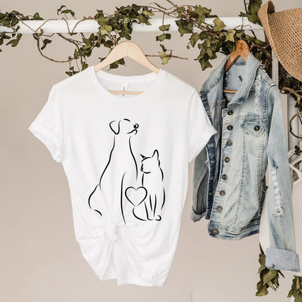 Polo Personalizado - GATO Y PERRO CON CORAZÓN - Tienda Nébula