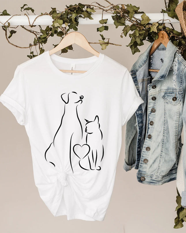 Polo Personalizado - GATO Y PERRO CON CORAZÓN
