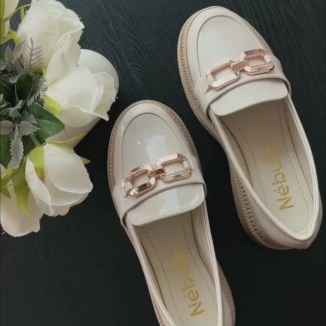 Mocasines Mujer Steelex - Hueso Charol 2