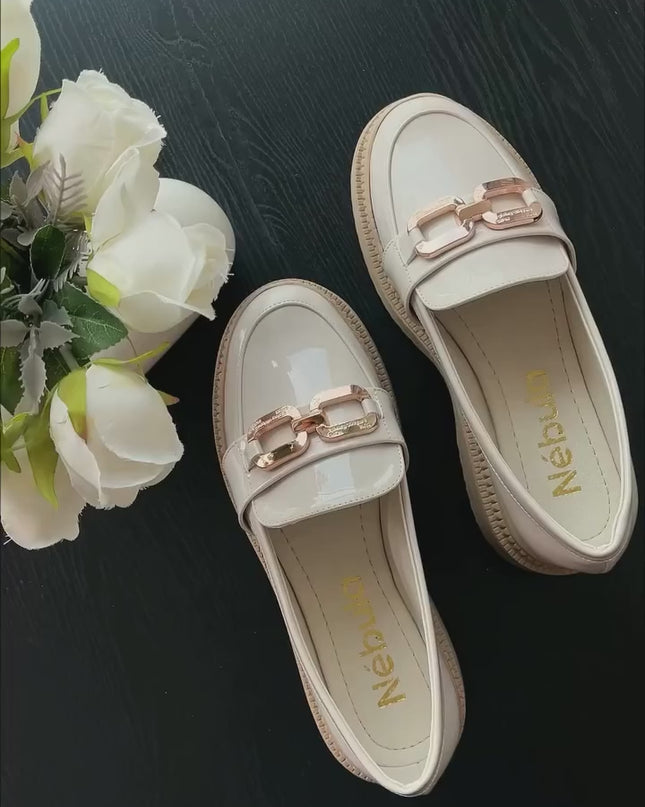 Mocasines Mujer Steelex - Hueso Charol 2
