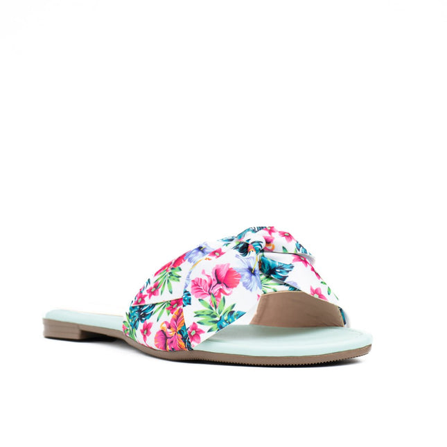 Sandalia Flor Floreado - Verde Agua 3 - Tienda Nébula