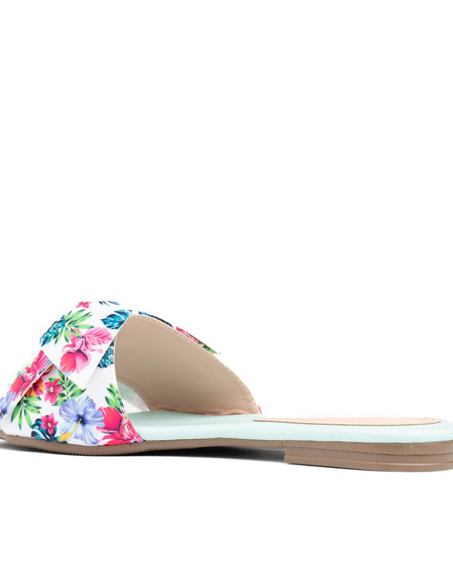 Sandalia Flor Floreado - Verde Agua 3 - Tienda Nébula