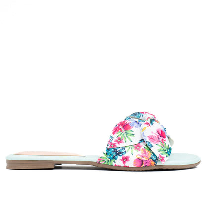 Sandalia Flor Floreado - Verde Agua 3 - Tienda Nébula