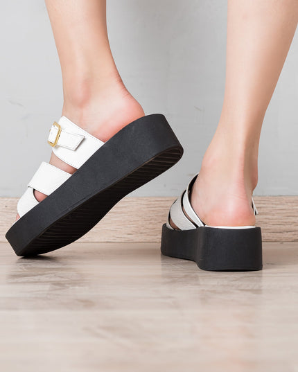 Sandalia Kaduna - Blanco Cuero - Tienda Nébula