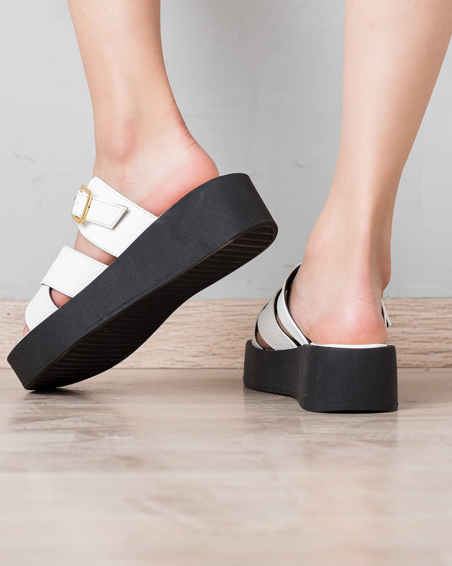 Sandalia Kaduna - Blanco Cuero - Tienda Nébula