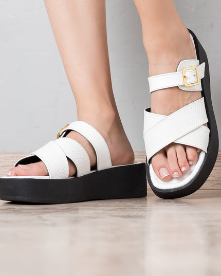 Sandalia Kaduna - Blanco Cuero - Tienda Nébula