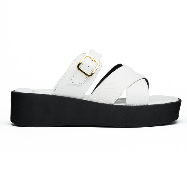 Sandalia Kaduna - Blanco Cuero - Tienda Nébula