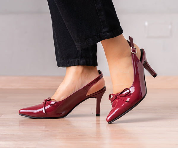 Vino Tinto Zapatos De Charol Tacon Stiletto Zapatos Tacon Color