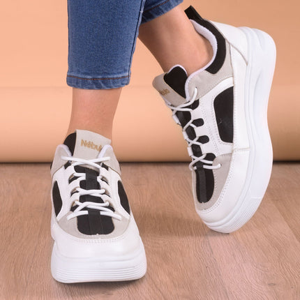 Zapatilla Amelie - Blanco con Plateado - Tienda Nébula