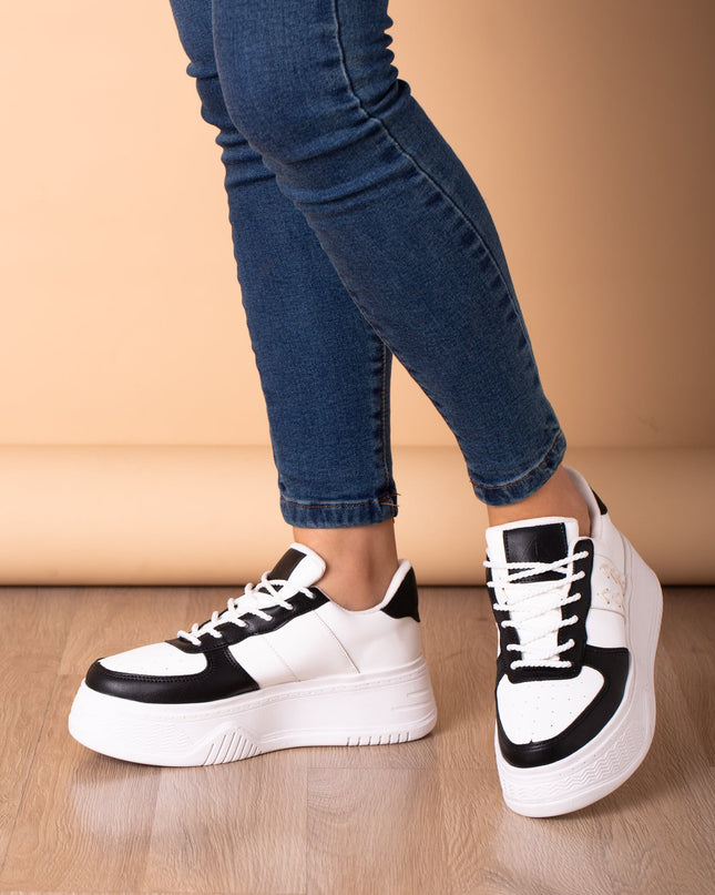 Zapatilla Brest - Blanco con Negro - Tienda Nébula