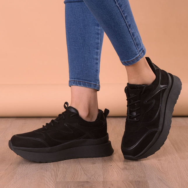 Zapatilla Flower - Negro Gamuza - Tienda Nébula