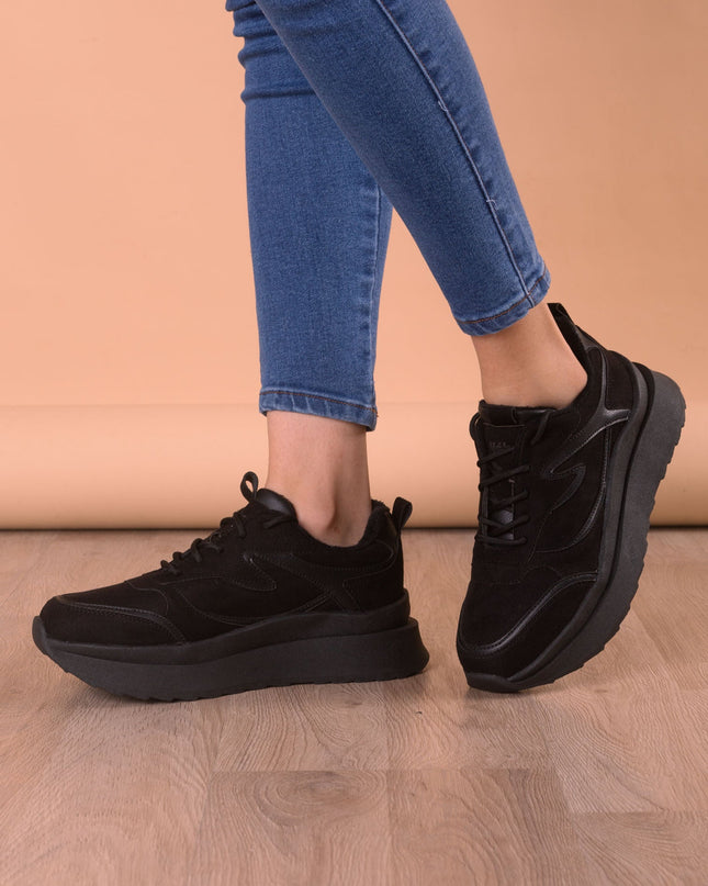 Zapatilla Flower - Negro Gamuza - Tienda Nébula