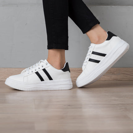 Zapatilla Lux - Blanco Negro - Tienda Nébula