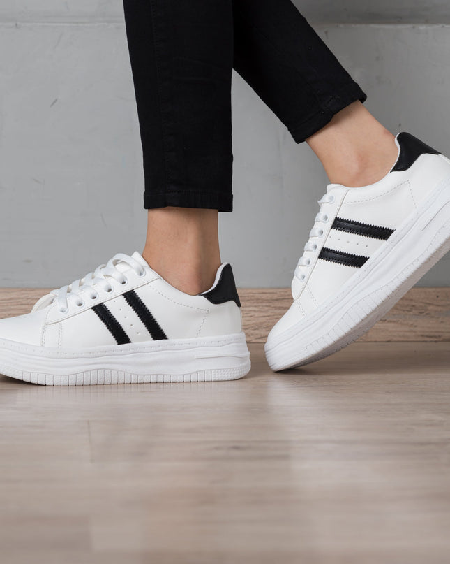 Zapatilla Lux - Blanco Negro - Tienda Nébula