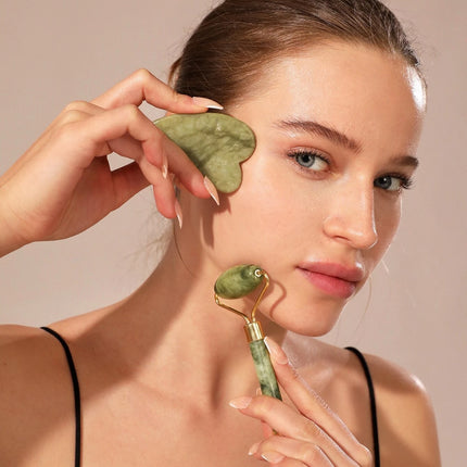 Rodillo facial + gua sha - Rosado