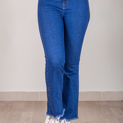 Pantalón Acampanado - Azul Cristal rasgado Basta