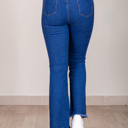 Pantalón Acampanado - Azul Cristal rasgado Basta