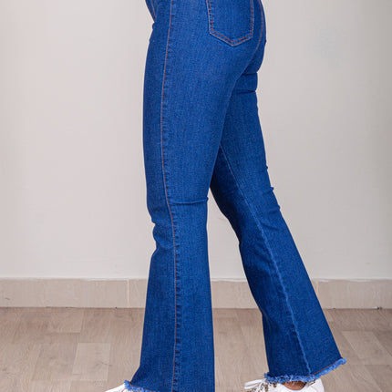 Pantalón Acampanado - Azul Cristal rasgado Basta