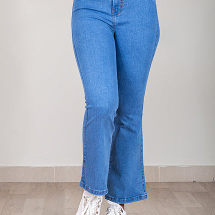 Pantalón Acampanado - Celeste Oscuro