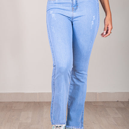 Pantalón Acampanado - Celeste Rasgado