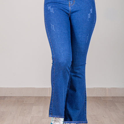 Pantalón Acampanado - Azul Cristal Rasgado