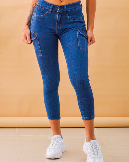 Pantalón Cargo Jean - Azul